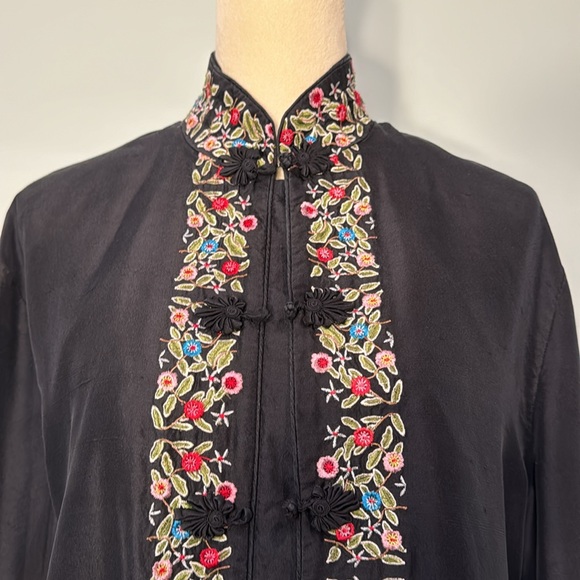 Vintage Ross- Simons embroidered silk tunic Asian style Size L - Picture 3 of 10